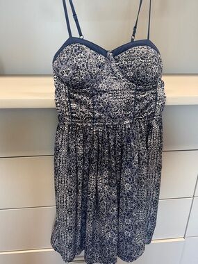 Band of Gypsies Navy and White Printed Spaghetti-Strap Sundress